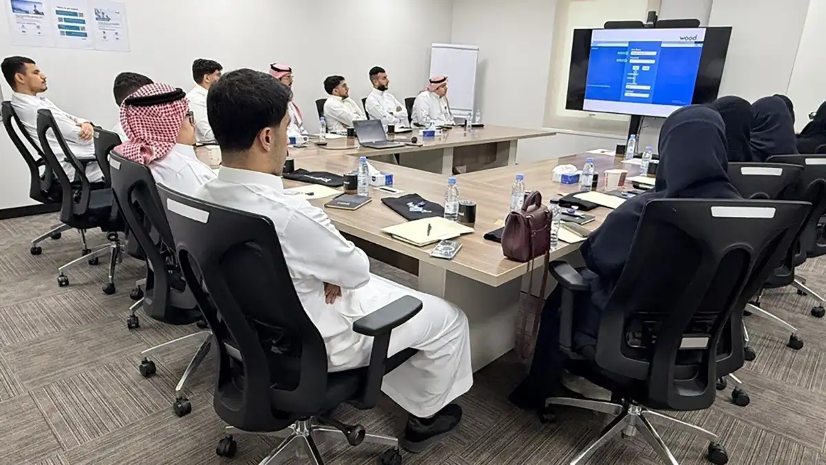 Wood engineers in a meeting in a Saudi Arabia office